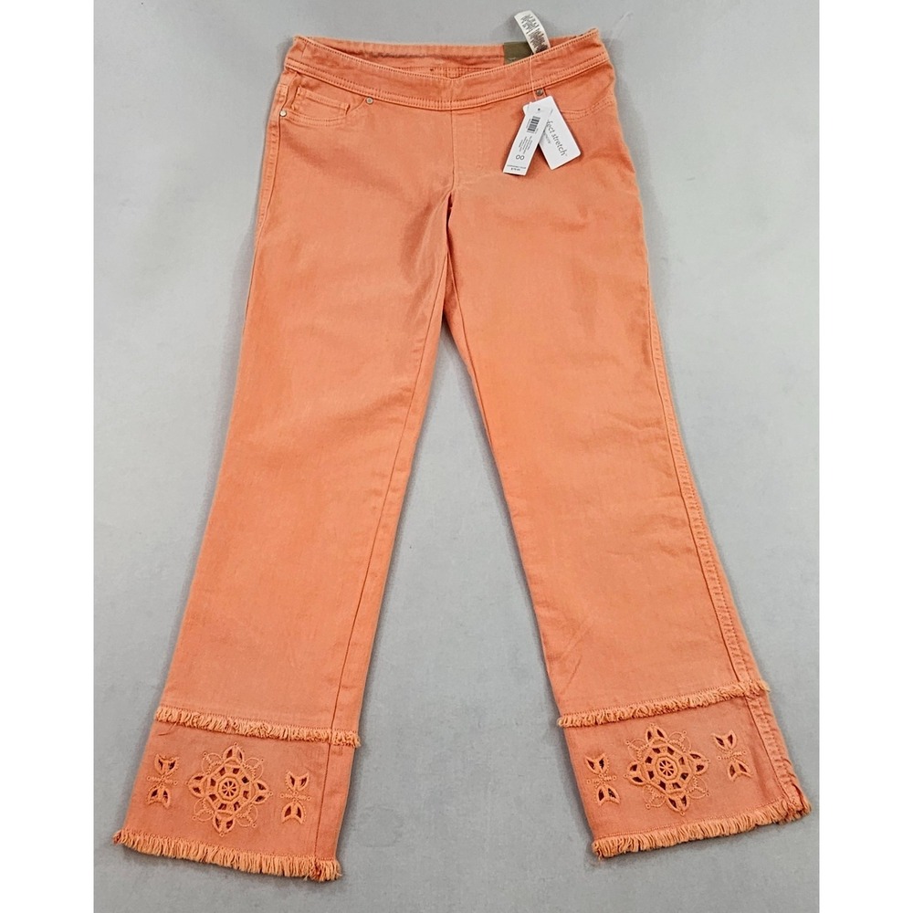 Chico's pants womens 00 US 2 pockets stretch pull on legging orange slim ankle